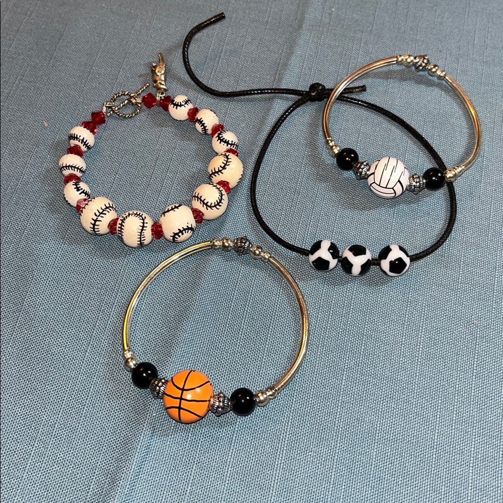 Sports bracelet and anklet lot, set of 4